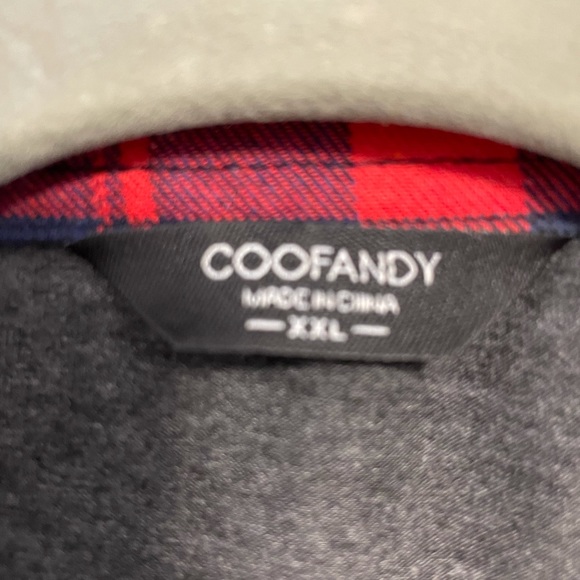 COOFANDY, Zip Up Changeable Neck. Gray with Plaid Sleeves and trim Sz CXL - Picture 6 of 10